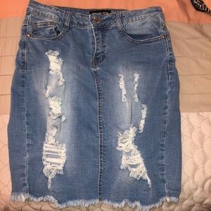 Fashion Nova Distressed Denim Mini Skirt